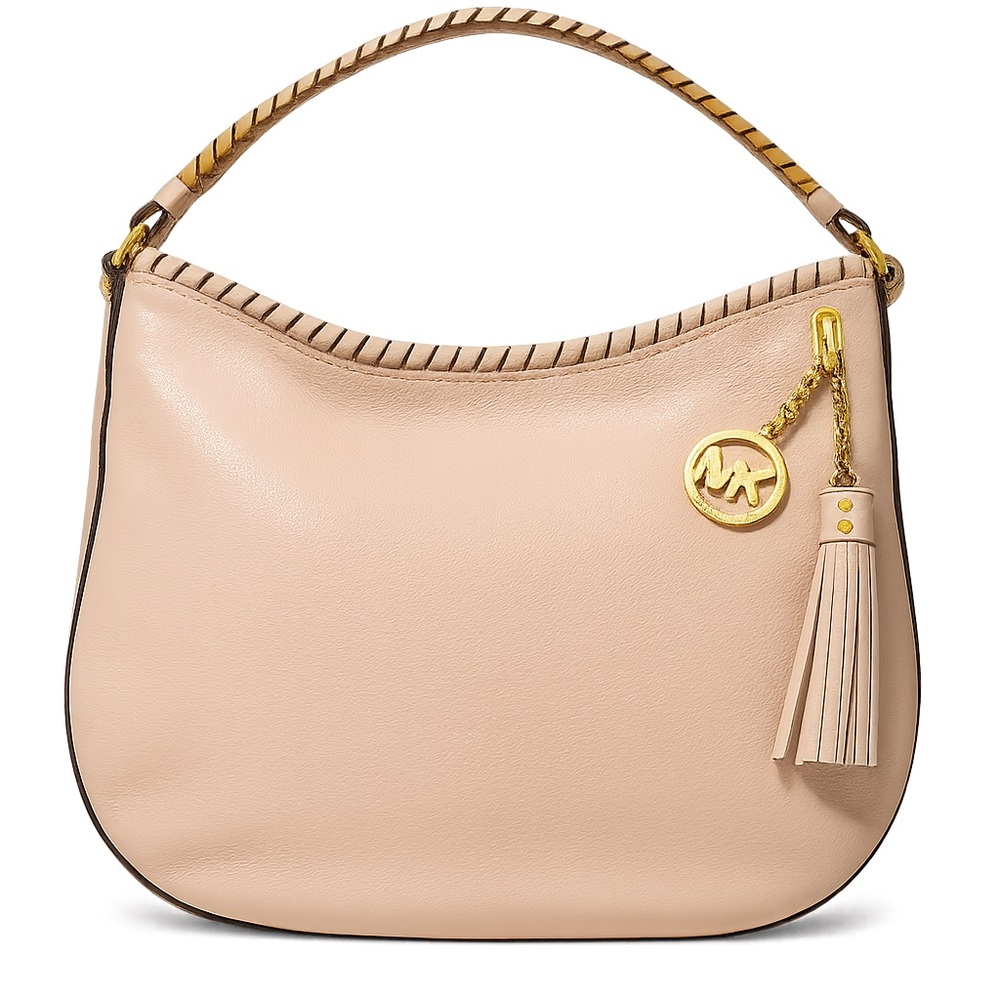Michael Kors Cream Leather Hobo Bag with Gold Accents